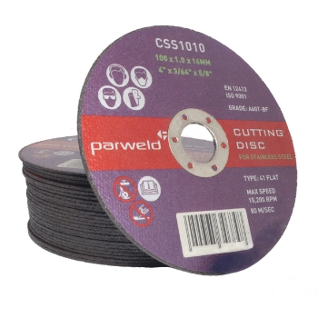 Parweld Thin Cutting Discs 100mm x 1mm Ideal For Stainless Steel